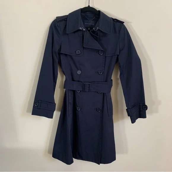 BANANA REPUBLIC ネイビー ボーダー トレンチ XS BANANA REPUBLIC ネイビー ボーダー トレンチ XS 春秋 トレンチ